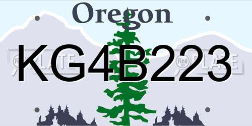 KG4B223 Oregon License Plate