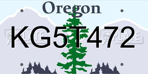 KG5T472 Oregon License Plate