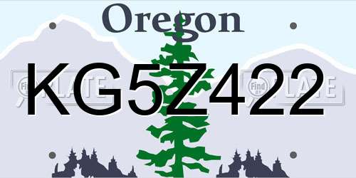 KG5Z422 Oregon License Plate