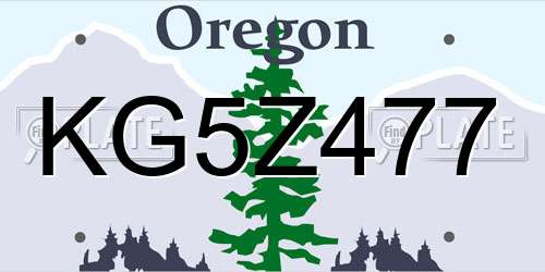 KG5Z477 Oregon License Plate