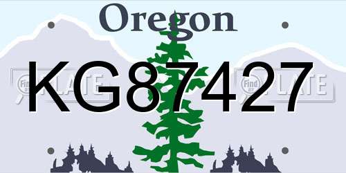 KG87427 Oregon License Plate