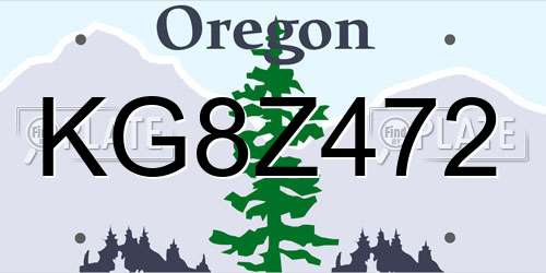 KG8Z472 Oregon License Plate