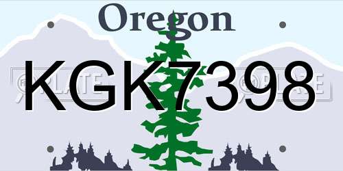 KGK7398 Oregon License Plate