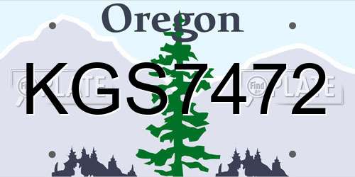 KGS7472 Oregon License Plate