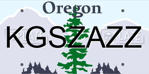 KGSZAZZ Oregon License Plate