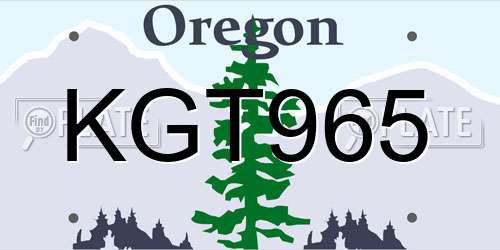 KGT965 Oregon License Plate