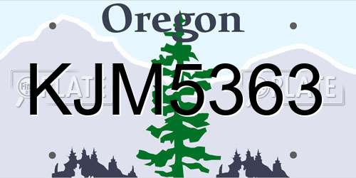 KJM5363 Oregon License Plate