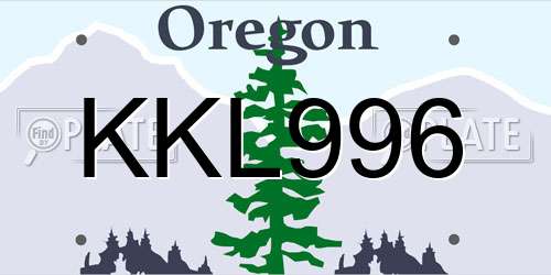 KKL996 Oregon License Plate