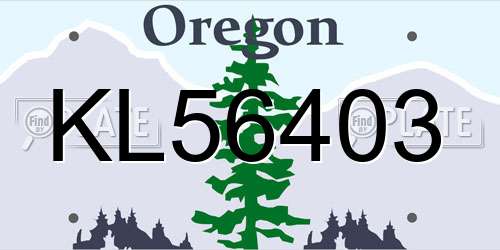 KL56403 Oregon License Plate