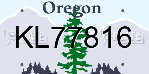KL77816 Oregon License Plate