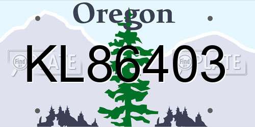 KL86403 Oregon License Plate