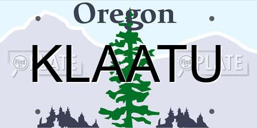 KLAATU Oregon License Plate