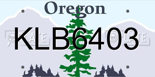KLB6403 Oregon License Plate