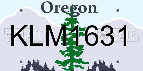 KLM1631 Oregon License Plate