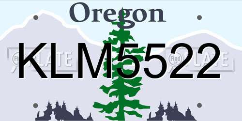 KLM5522 Oregon License Plate
