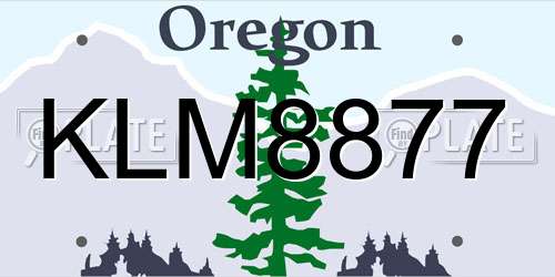 KLM8877 Oregon License Plate