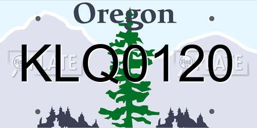 KLQ0120 Oregon License Plate