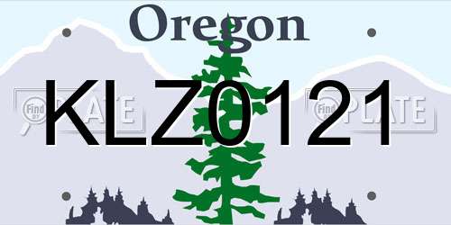KLZ0121 Oregon License Plate