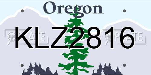 KLZ2816 Oregon License Plate