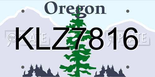 KLZ7816 Oregon License Plate