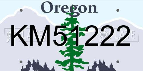 KM51222 Oregon License Plate