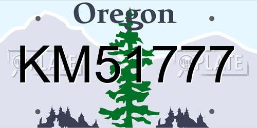 KM51777 Oregon License Plate