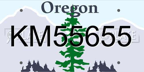 KM55655 Oregon License Plate