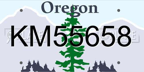 KM55658 Oregon License Plate