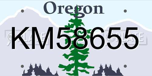 KM58655 Oregon License Plate