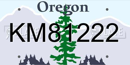 KM81222 Oregon License Plate