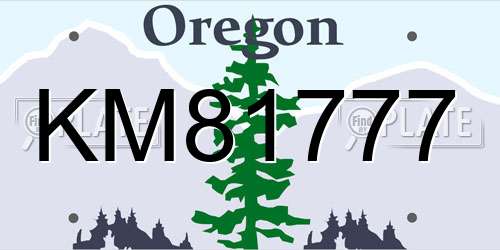 KM81777 Oregon License Plate