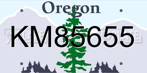 KM85655 Oregon License Plate