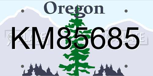 KM85685 Oregon License Plate