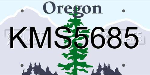 KMS5685 Oregon License Plate