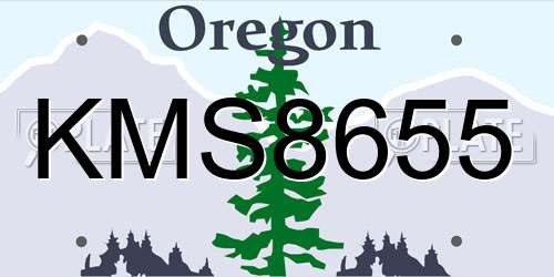 KMS8655 Oregon License Plate