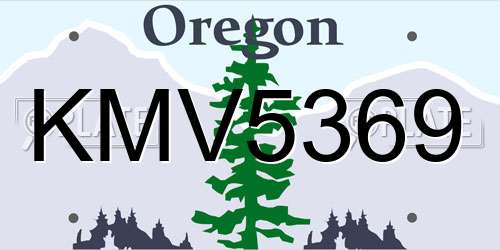 KMV5369 Oregon License Plate