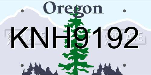 KNH9192 Oregon License Plate