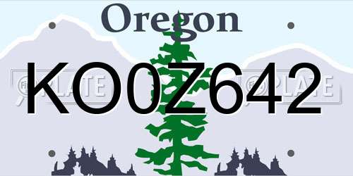 KO0Z642 Oregon License Plate