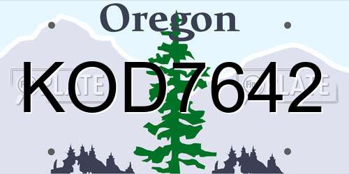 KOD7642 Oregon License Plate