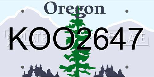 KOO2647 Oregon License Plate
