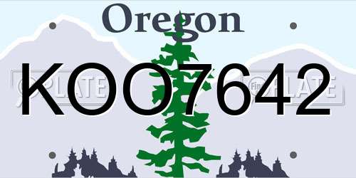 KOO7642 Oregon License Plate