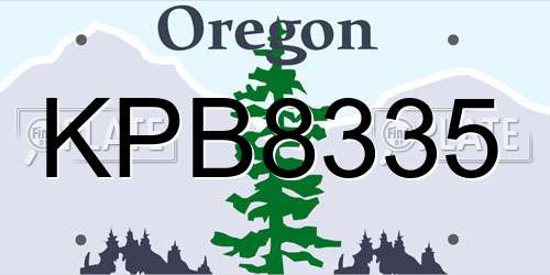 KPB8335 Oregon License Plate