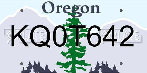 KQ0T642 Oregon License Plate