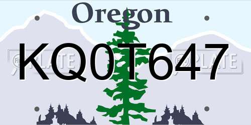 KQ0T647 Oregon License Plate