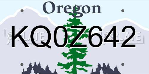 KQ0Z642 Oregon License Plate