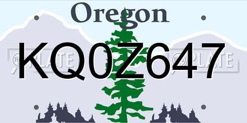 KQ0Z647 Oregon License Plate