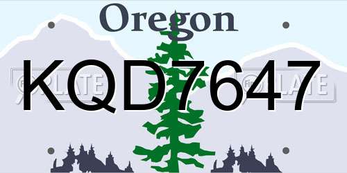 KQD7647 Oregon License Plate