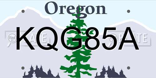 KQG85A Oregon License Plate