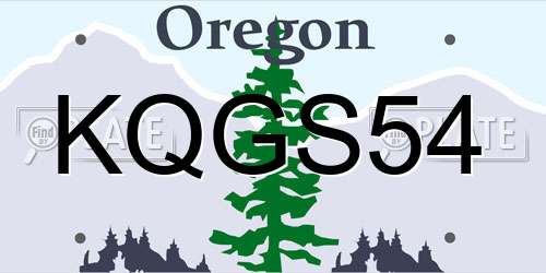 KQGS54 Oregon License Plate