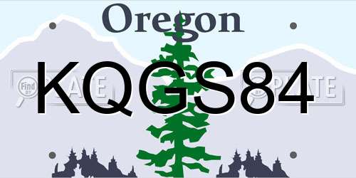 KQGS84 Oregon License Plate